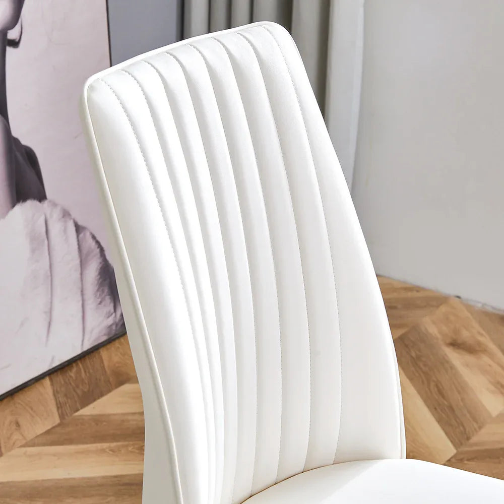 Dining Chairs Set of 4, Comfortable Dining Room Chair, Metal Kitchen Chairs with Leathaire Fabric and High Back (Cream White, Set of 4) - Eloy Royal