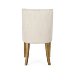 Classic Fabric Dining Chair Beige Upholstery 25x20x35 Inches - Eloy Royal