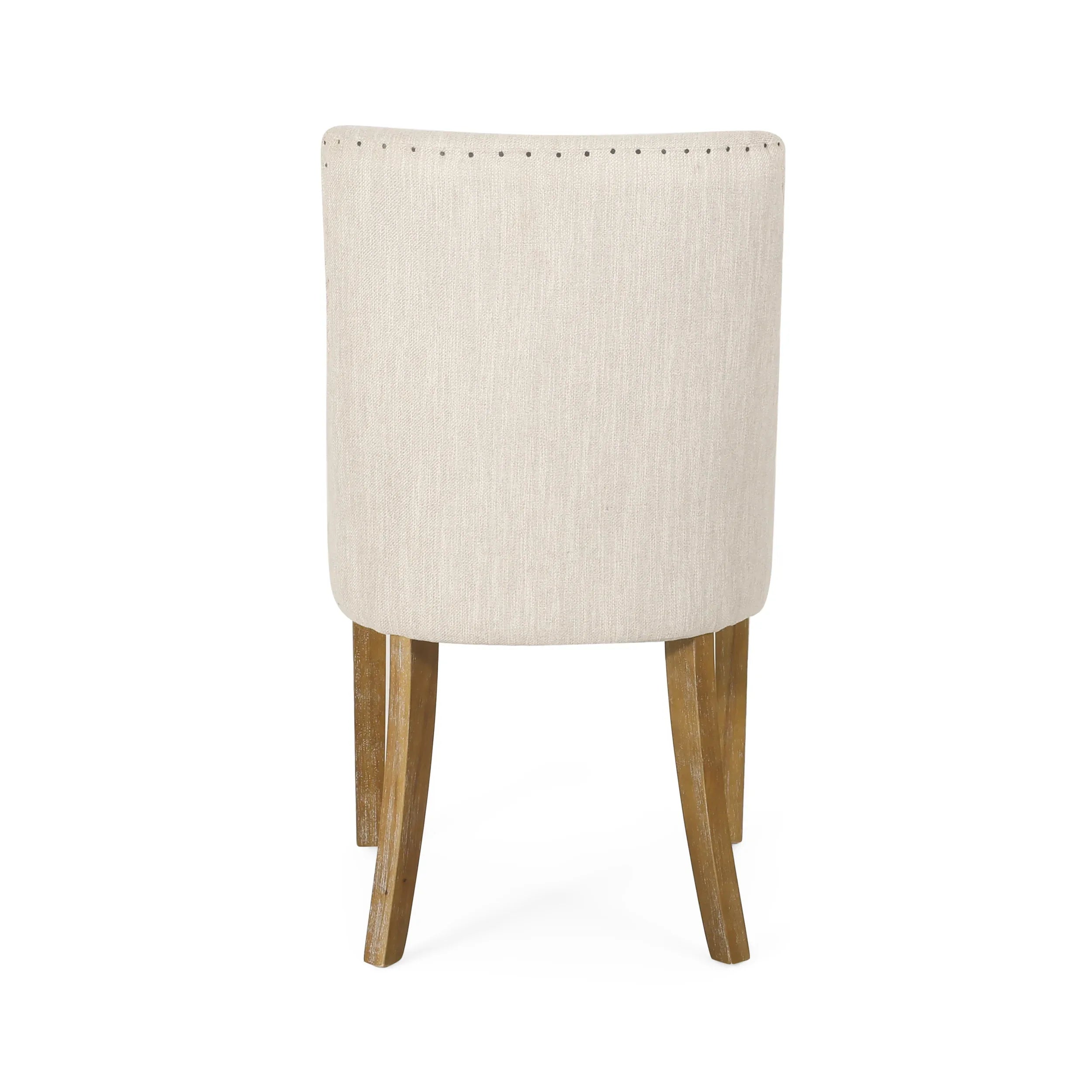 Classic Fabric Dining Chair Beige Upholstery 25x20x35 Inches - Eloy Royal