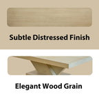 47' Modern Cross Leg Coffee Table, Sturdy X-Shape Design, Solid Wood Veneer, Large Living Room Center Table with Ample Storage Space, Oak Wash - Eloy Royal