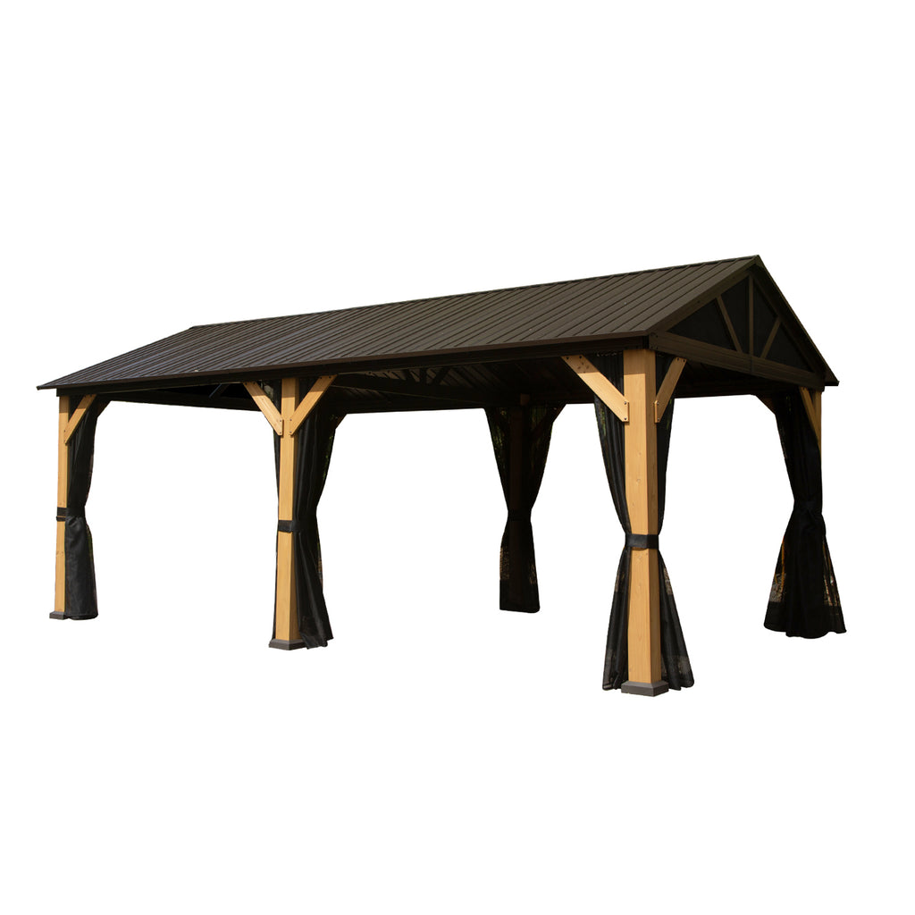 Ilsley Cedar Wood Gazebo, Natural Wood, 12 x 20 ft