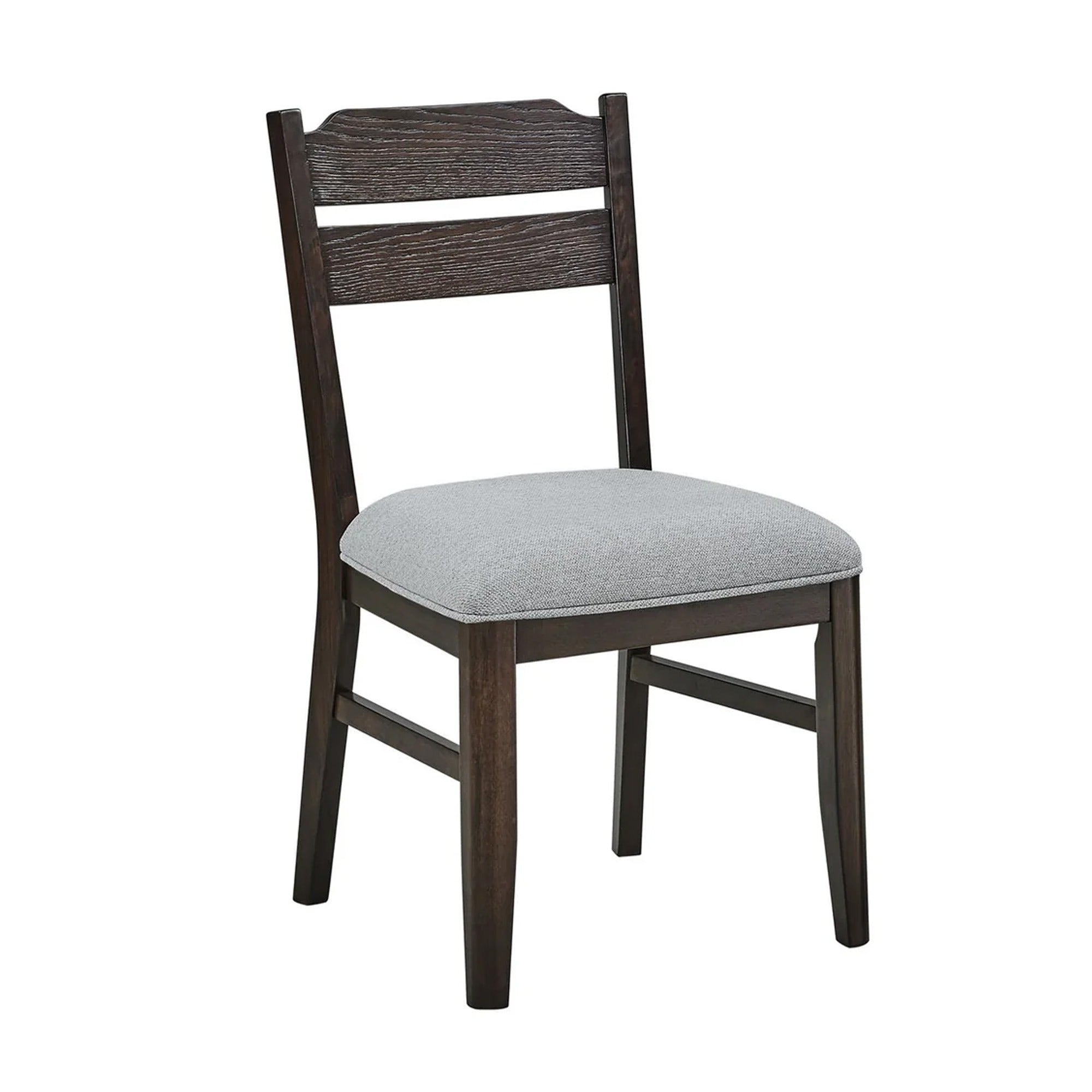 Hiun Dining Chair Set of 2, Dove Gray Seat, Oak Brown Wood Frame