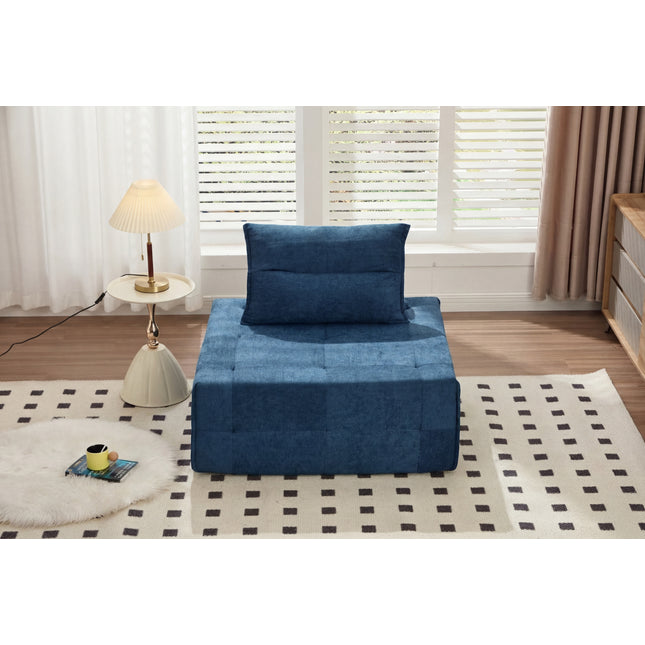 Deep Seat Modular Sectional Sofa with Adjustable Backrest – 39.37' Chenille Compressed Couch for Living Room, Bedroom, Lounge (1 Piece),Navy-Blue.