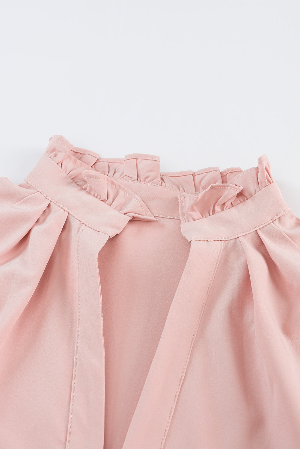 Pink Casual Stand V Neck Short Frill Dress - Eloy Royal