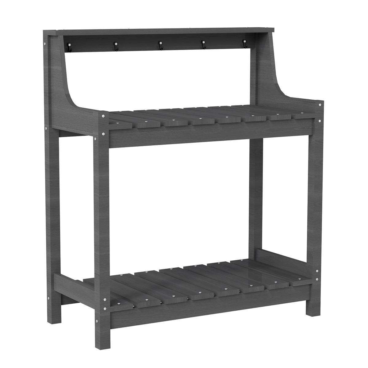 Potting Benches for Outside, HDPE Garden Potting Table All Weather, Outdoor Potting Table with Storage for Patio, Backyard, Garden, Grey