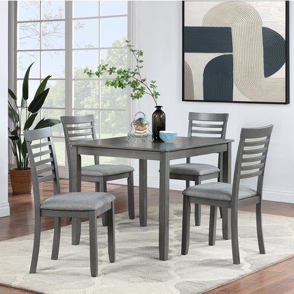 Elegant 5-piece Wooden Dining Table Set with 4 Chairs, Dining Table Set for 4 People, Modern 4 Person Dining Table Set for Living Room, Kitchen and Dining Room, Grey