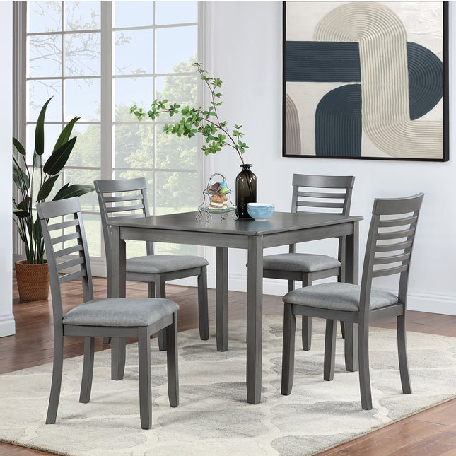 Elegant 5-piece Wooden Dining Table Set with 4 Chairs, Dining Table Set for 4 People, Modern 4 Person Dining Table Set for Living Room, Kitchen and Dining Room, Grey