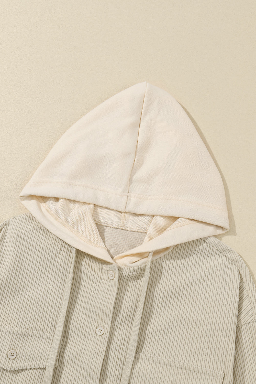 Wholesale Parchment Drawstring Hooded Corduroy Shacket - Eloy Royal