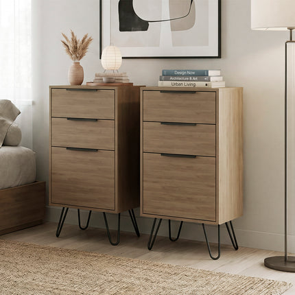 Sharon Set of 2 3-Drawer Modern Dressers with Metal Legs for Bedroom