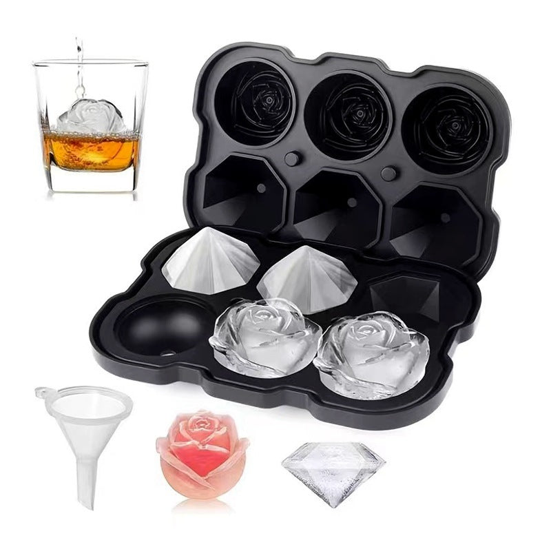 6-piece Diamond Rose Ice Tray Edible Silicon Ice Cube Mold