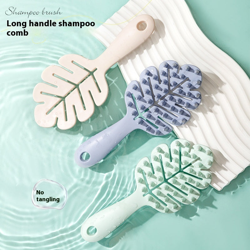 Leaves Shampoo Brush Hard Teeth Shampoo Long-handled Comb