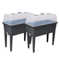 2 PCS Raised Garden Bed with Ventilated Transparent Greenhouse Lid, Elevated Planter Box with Removable Legs for Vegetables & Flowers, Deep Gray
