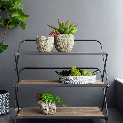 34.3x16.9x32.7' 3 Layer Kd Shelves,  Indoor Storage Outdoor Planter Shelf