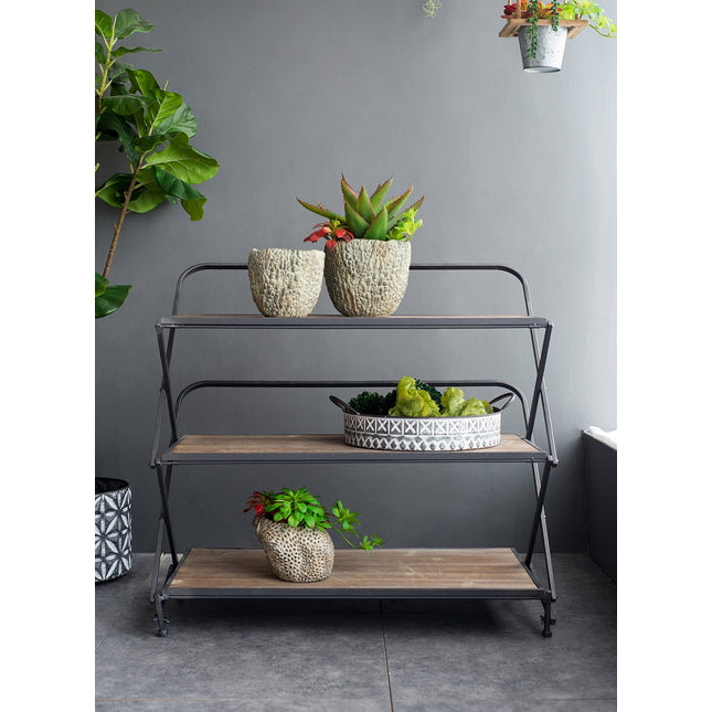 34.3x16.9x32.7' 3 Layer Kd Shelves,  Indoor Storage Outdoor Planter Shelf