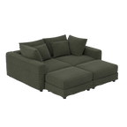 102.4 'Plush Corduroy 4-Seat Sofa,Modern Comfy Upholstered Sofa Cloud Couch,Deep Seat Couches with Soft Pillows and 2 Ottomans,Convertible Sofa Lounge Chair, Green - Eloy Royal
