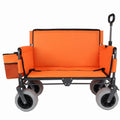 3-in-1 Folding Wagon with Bench Seat – patent protection, Includes 1 ice pack, 500lbs Capacity, 9'x4' Beach Tires for Camping & Beach, orange