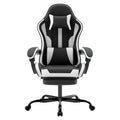 Gaming Chair, Ergonomic Computer Chair with Footrest and Lumbar Support, Height Adjustable Game Chair with 360°-Swivel Seat and Headrest and for Office or Gaming Blackwhite