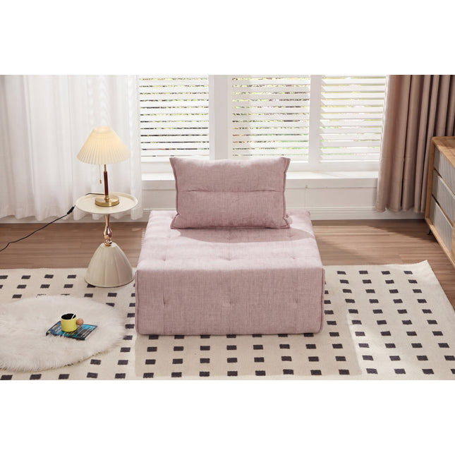 Deep Seat Modular Sectional Sofa with Adjustable Backrest – 39.37' Chenille Compressed Couch for Living Room, Bedroom, Lounge (1 Piece) ,Pink.