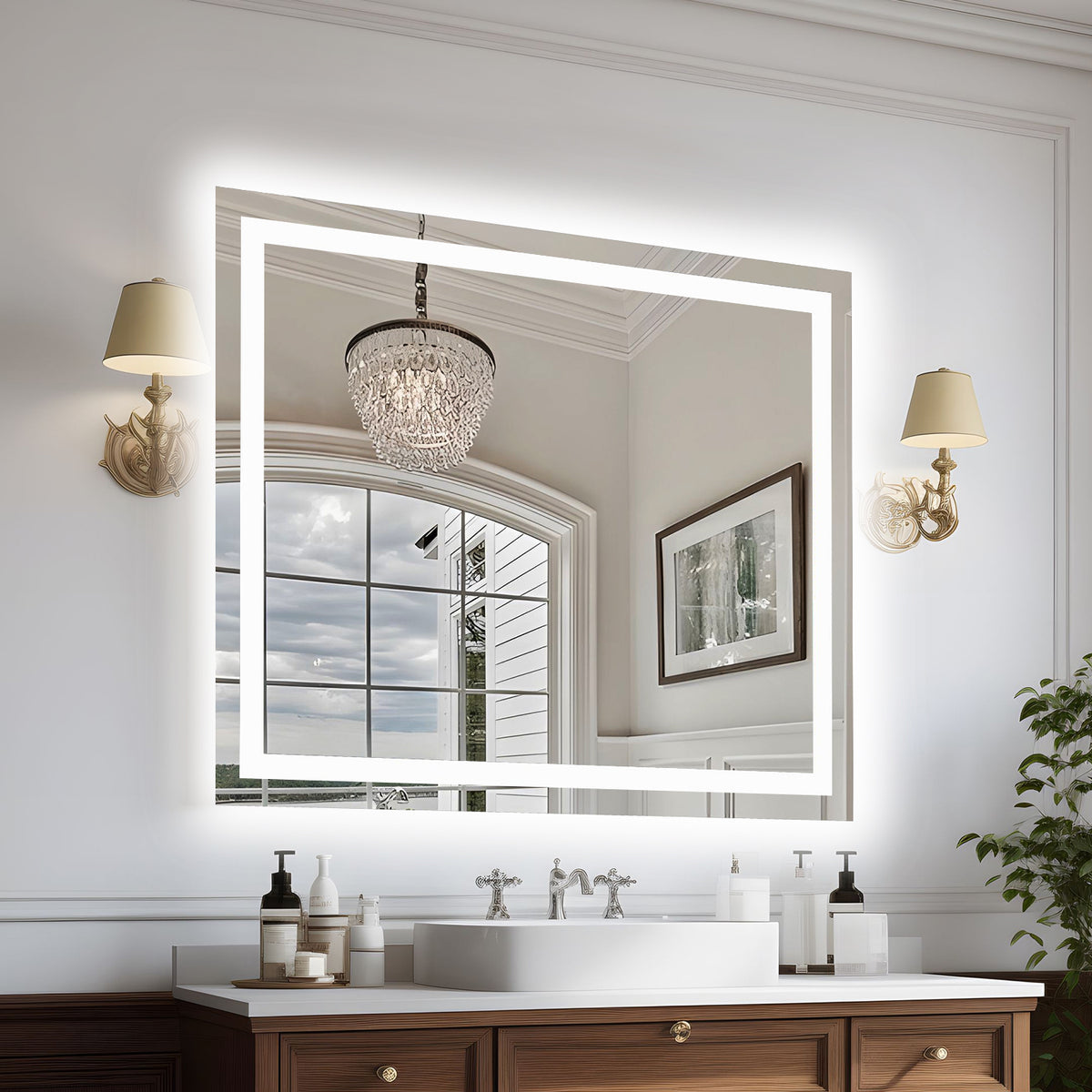 48x40 Inch Frameless LED Bathroom Mirror,Smart Mirror, 48' x 40' Bathroom mirror
