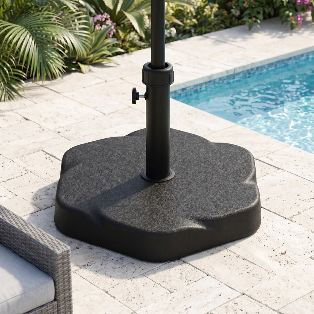 Vesper Hexagonal Umbrella Base, Black, 65 lb