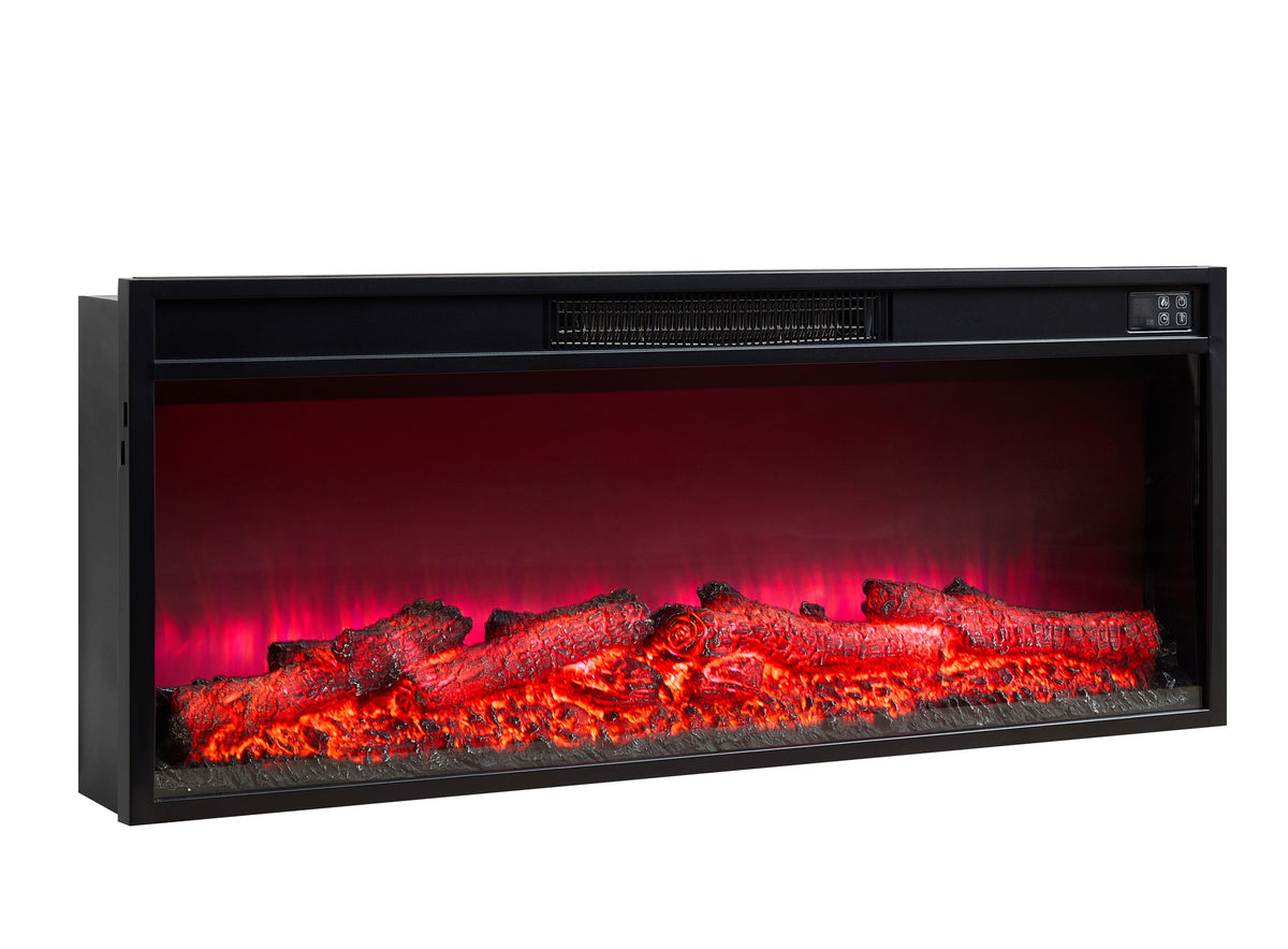 30'' Electric Fireplace Inserts, Recessed & Built in Wall Electric Fireplace Heater with Fire Crackling Sound, Adjustable Top Light & Flame Speed, Overheating Protection, 750/1500W Black