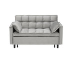 Modern Velvet Loveseat Futon Sofa Couch Pullout Bed, Small Love Seat Lounge Sofa w/Reclining Backrest, Toss Pillows, Pockets, Furniture for Living Room,3 in 1 Convertible Sleeper Sofa Bed, Gra - Eloy Royal