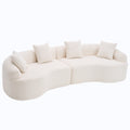 LY-025 Full Compression Sponge Sofa Cloud White Curved Modular Sectional 30D High-Density Chenille Sleeper Couch 110'L