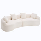 LY-025 Full Compression Sponge Sofa Cloud White Curved Modular Sectional 30D High-Density Chenille Sleeper Couch 110'L