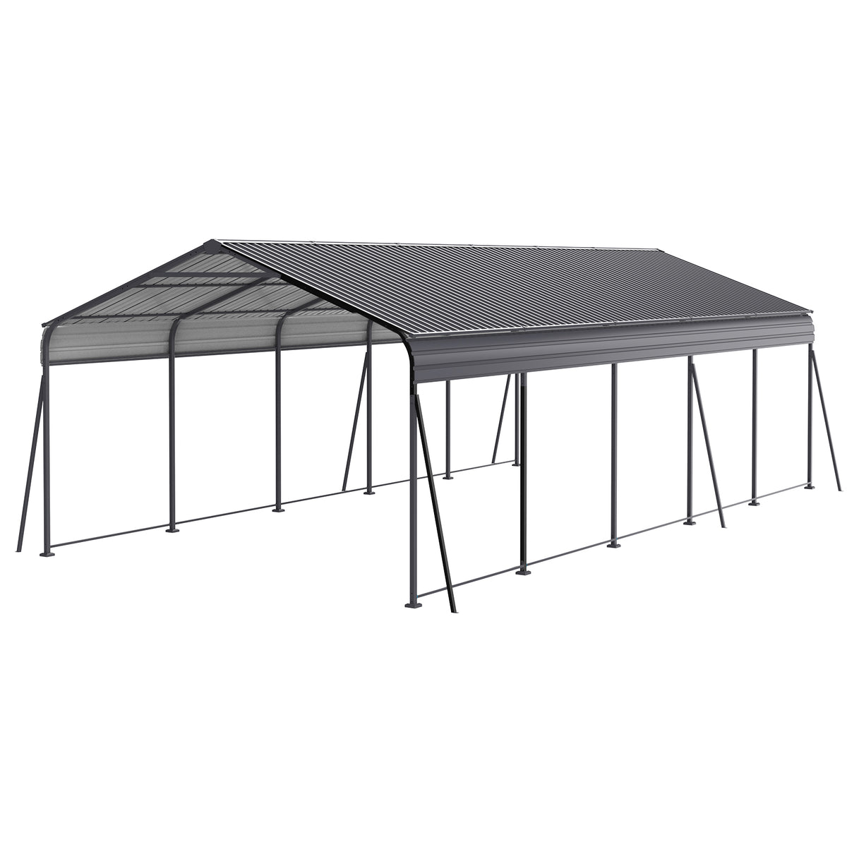 SAME AS W419S0006Metal Carport 13 ×26.5 FT Heavy Duty with Galvanized Steel Roof, Metal Garage Canopy with Galvanized Steel Roof & Frame, Car Tent Outdoor Storage Shed for Car, Boats and Truck, Gray