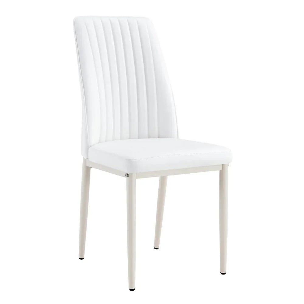 Dining Chairs Set of 4, Comfortable Dining Room Chair, Metal Kitchen Chairs with Leathaire Fabric and High Back (Cream White, Set of 4) - Eloy Royal