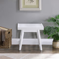 Larwich Solid Wood Slatted Bench, 19-Inch Long, White