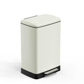 White 17 Gallons Pedal Trash Can with Soft Close Lid, Removable Inner Bucket & Detachable Wheels, Odor Control Slot for Kitchen Home