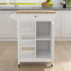Kitchen island rolling trolley cart with Adjustable Shelves and towel rack rubber wood table top - Eloy Royal