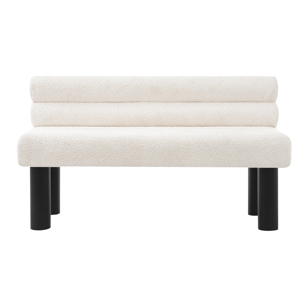 Upholstered Dining Bench, End of Bed, Entryway Bench, Ottoman for Dining Room, Bedroom, Living Room, Rubber Wood Leg 300 LBS Support, Beige