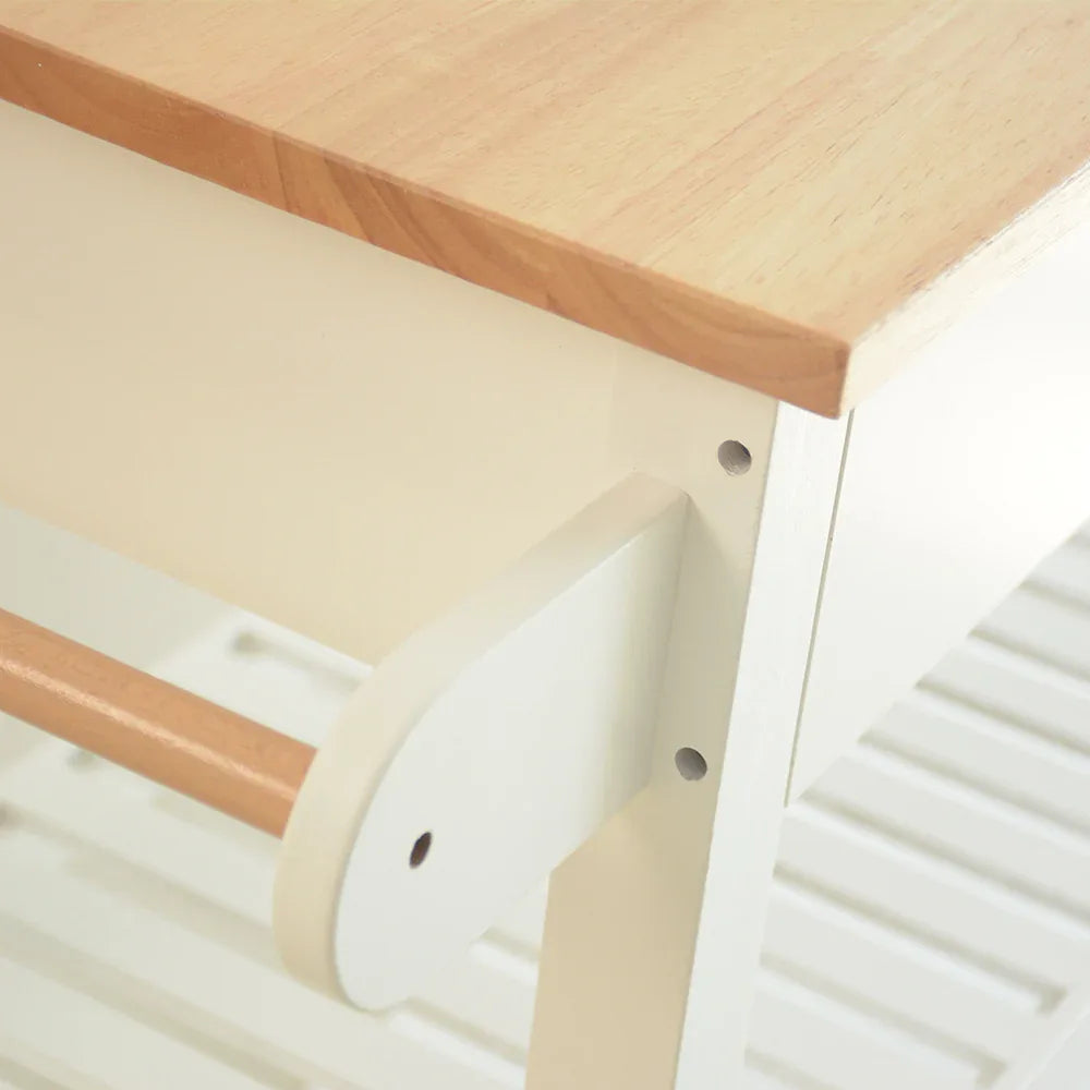 Kitchen Island & Kitchen Cart, Rubber Wood Top, Mobile Kitchen Island with Two Lockable Wheels, Simple Design for Easy Storing and Fetching, Two Drawers Give Unique Storage for Special Utensil. - Eloy Royal