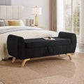 57'Modern Design Corduroy Upholstered with Storage Bed Bench,Wood Legs Bench for Bed Room,Hall Way Black
