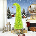 84 INCH Whimsical Christmas Tree, Pencil Xmas Tree with Red Ball, Metal Base, Prelit with 250 LED Lights