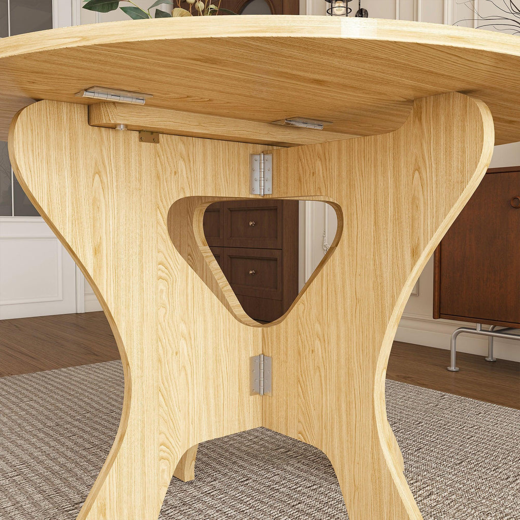 43 in Folding Dining Table for Small Spaces, MDF Table with Wild Oak Veneer, Space Saving Foldable Kitchen Table for Indoor and Outdoor Use - Eloy Royal