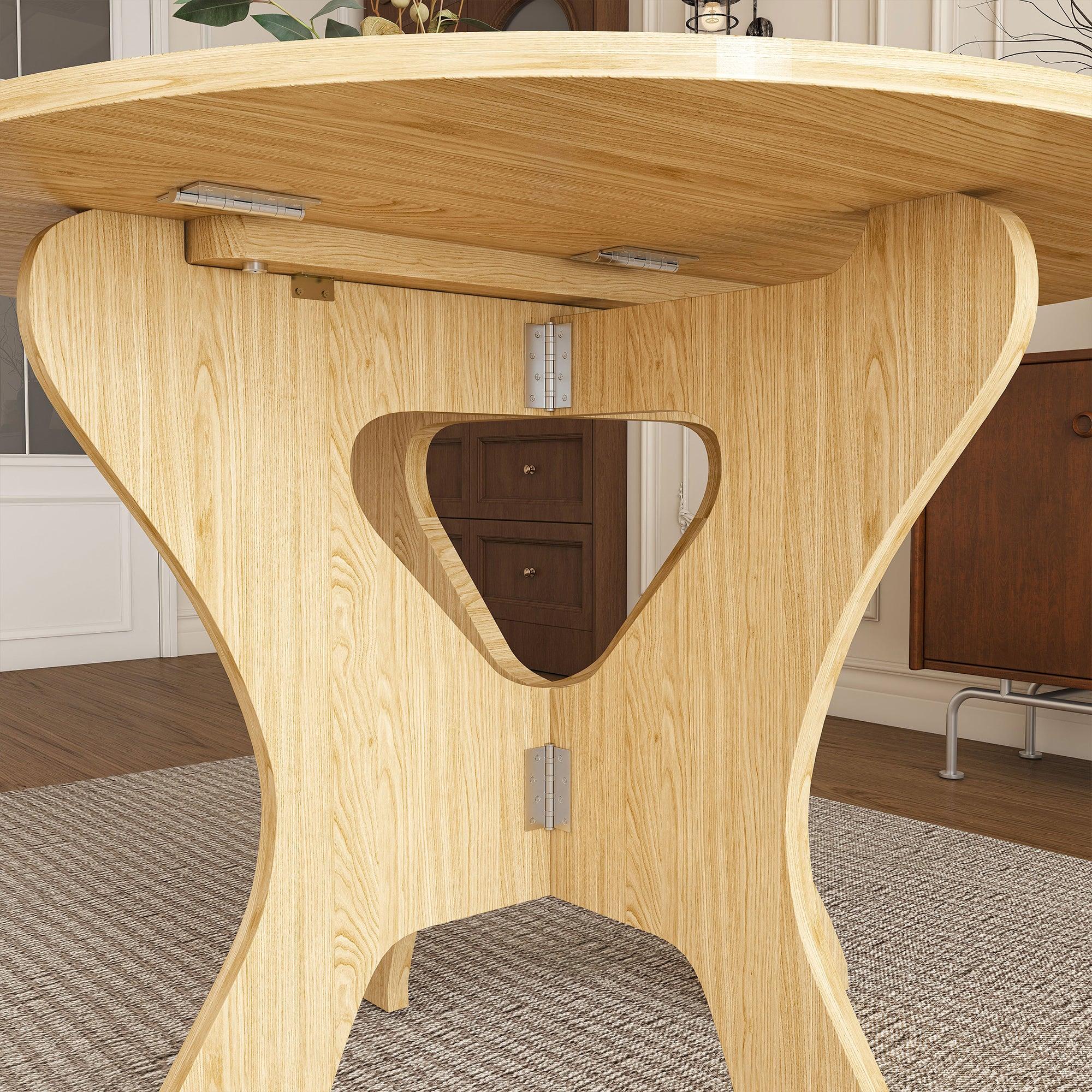 43 in Folding Dining Table for Small Spaces, MDF Table with Wild Oak Veneer, Space Saving Foldable Kitchen Table for Indoor and Outdoor Use - Eloy Royal