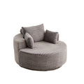 55''L Grey Corduroy Foam Swivel Chair with Fluffy Modern Sleeper Design, 360 Degree Rotating Base for Living Room, Bedroom, Lounge, and Projection Room