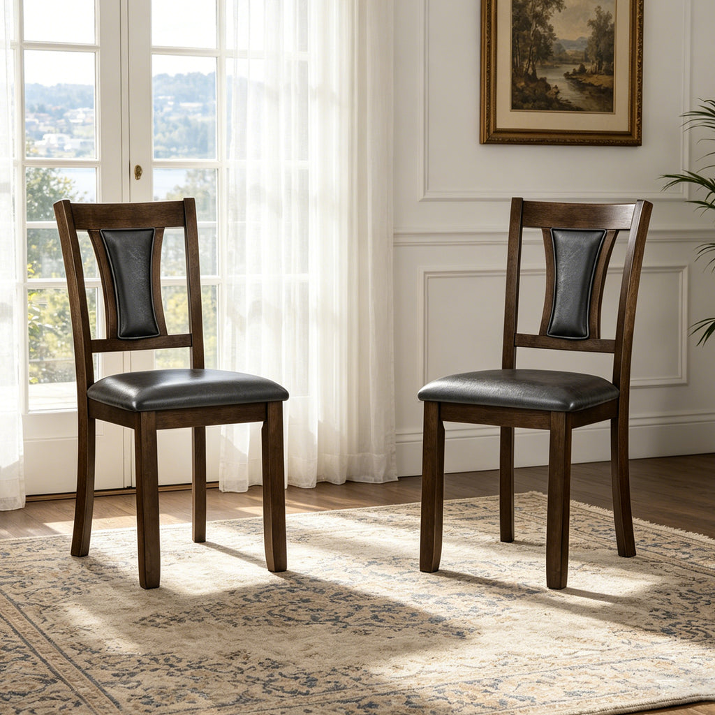 Dining Chairs Only, Wooden Dining Chairs Set of 2, Kitchen Chair with Padded Seat, Upholstered Side Chair for Dining Room, Living Room, Kitchen, Walnut