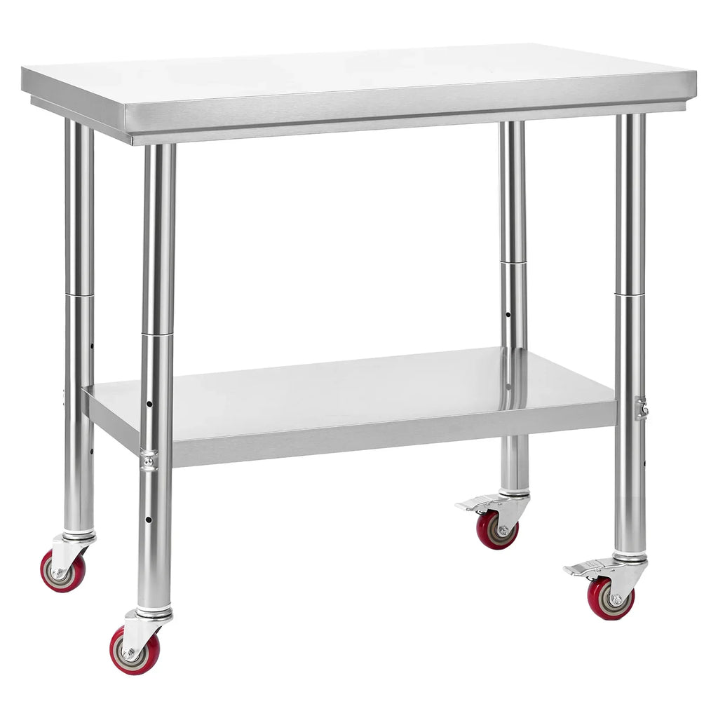 Stainless Steel Table, 24 x 35.4 Inches Food Prep Worktable with Wheels, Kitchen Prep Table with Adjustable Undershelf Workstations for Commercial Kitchen, Restaurant, Hotel and Garage, Outdoor - Eloy Royal