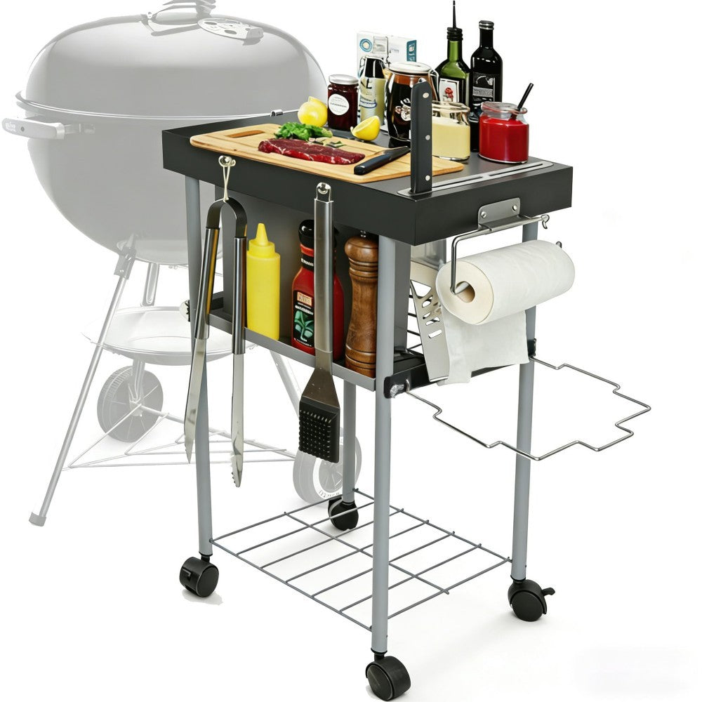 Rolling Grill Side Table Cart
