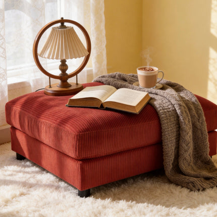 Corduroy Upholstered Rectangle Ottoman