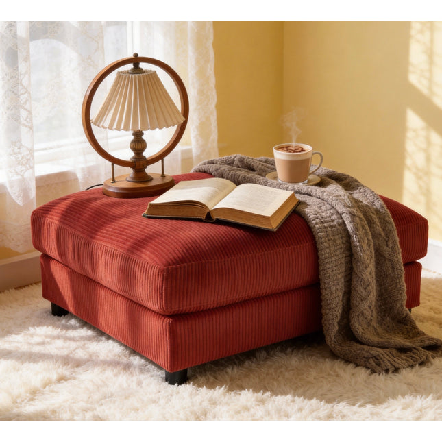 Corduroy Upholstered Rectangle Ottoman