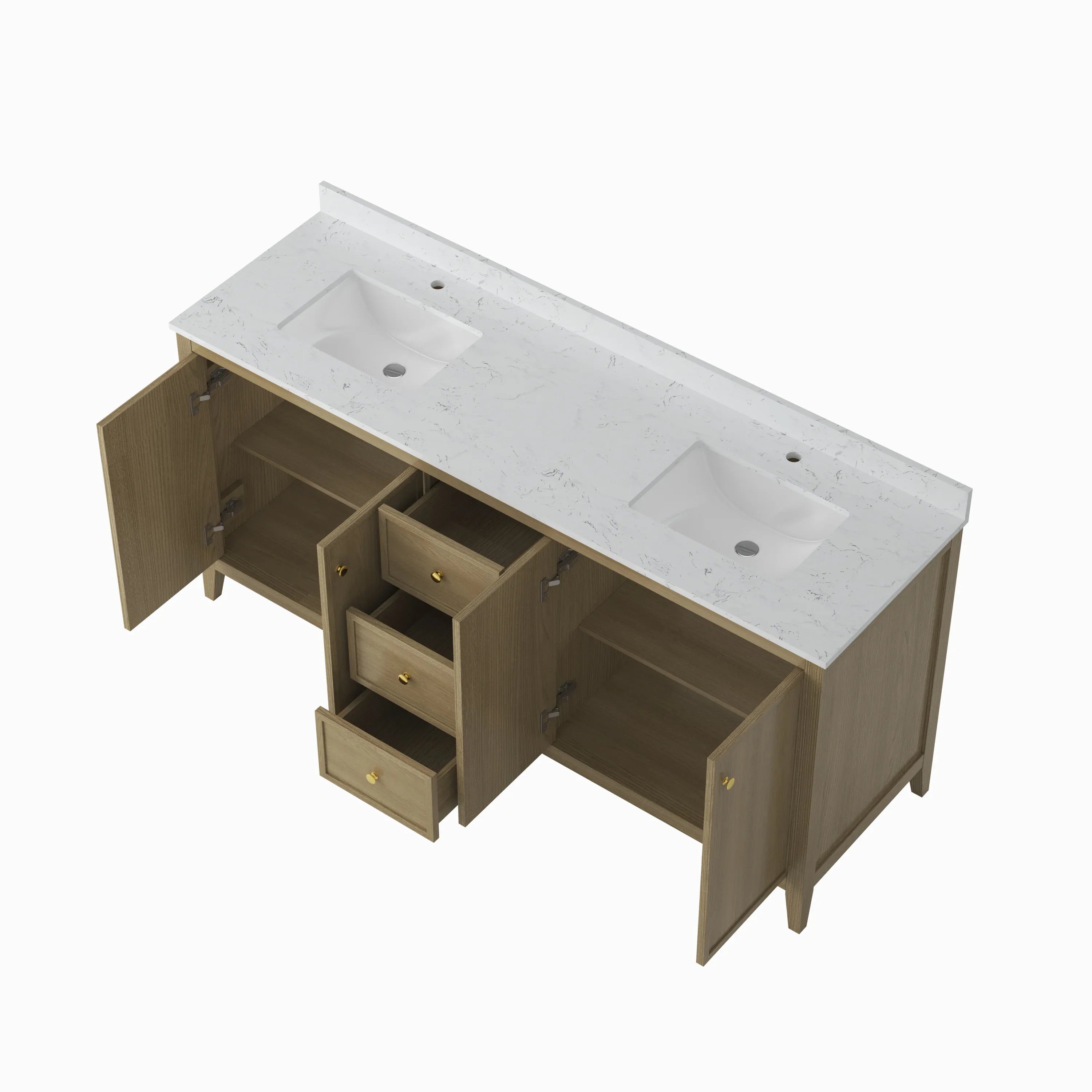 72' Bathroom Vanity Cabinet,Bathroom Wall-Mount Cabinet with Double Basins Sink - Eloy Royal