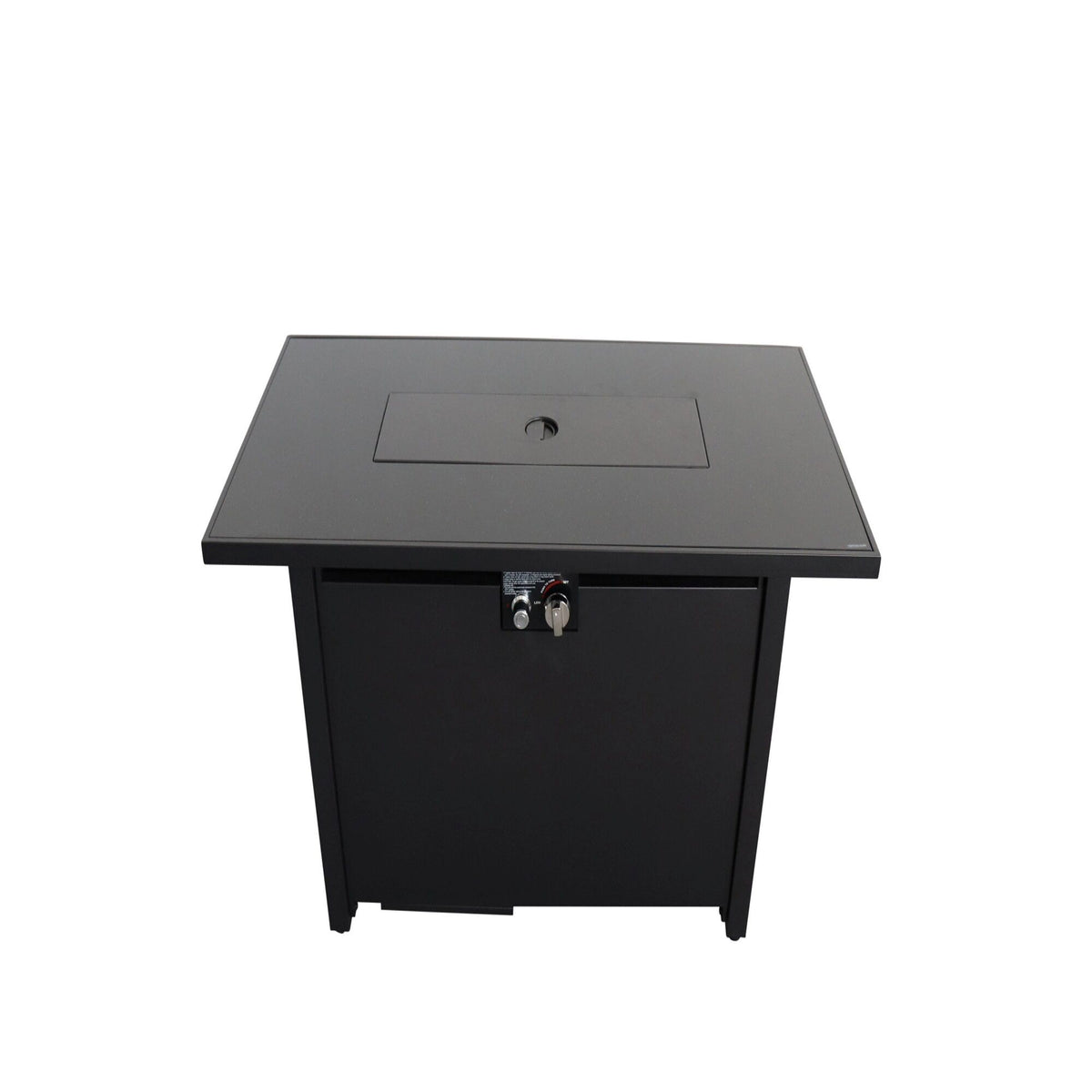 Steel Outdoor Fire Pit Table with Lid, Adjustable Flame, Black, 25'' H x 42'' W