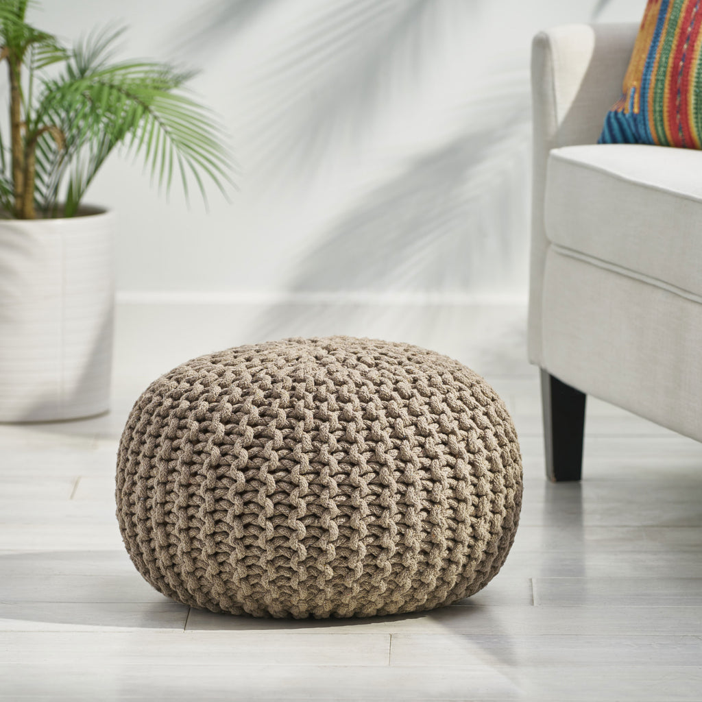 Moro Knitted Cotton 20 x 20 Round Pouf