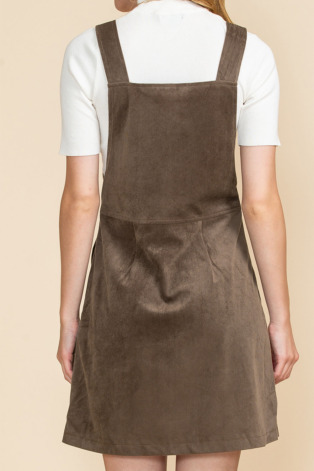 Brown Pockets Zip Up Ribbed Overall Dress - Eloy Royal