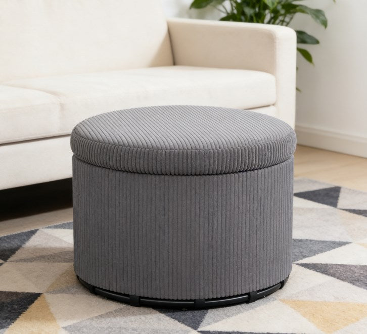 Upholstered Foot Rest,Round Storage Stool with Lid